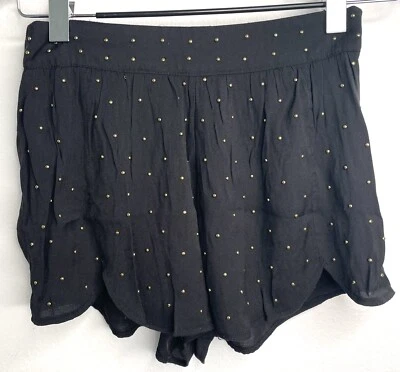 Minkpink 短裤女式小号黑色金色镶嵌高腰侧拉链 — 第 1/4 张图片