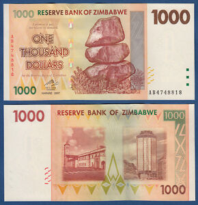 SIMBABWE / ZIMBABWE 1000 Dollars 2007  UNC  P. 71