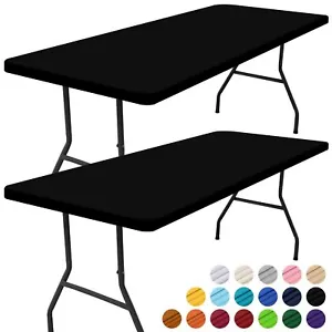 Rectangle Picnic Table Cloth 2 Pack Waterproof Elastic Fitted Tablecloths For 6 - Picture 1 of 8