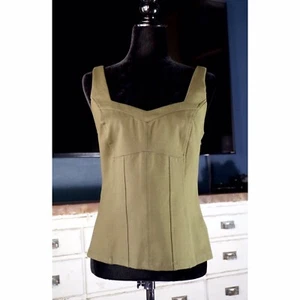 NWT New $78 Anthropologie Kyla Structured Peplum Sweetheart Moss Tank Top Small - Picture 1 of 10