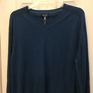 Belk Department Store Men’s XL Blue V-Neck Sweater Cotton Blend New Pullover - Picture 1 of 10