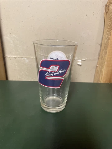 Rusty Wallace #2 Nascar Miller Lite Beer Pint Glass Racing 16oz Vtg Cover