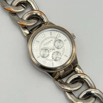 Women's AKRIBOS XXIV Silver Tone Heavy Link Bracelet Watch, Day/Date, AK531SS - Image 1 of 4