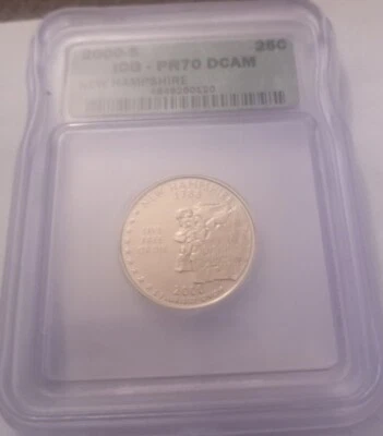 2000-S New Hampshire Clad Quarter (ICG PR70 DCAM)! Beautiful Coin, Ships Free! - Image 1 of 2