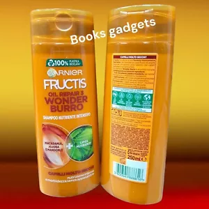 3 Flaconi Garnier Fructis Shampoo Oil Repair 3 Wonder Burro Capelli Molto Secchi - Foto 1 di 1