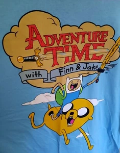Adventure Time Finn Jake Cartoon Network NEW T-Shirt 2XL XXL Baby Blue - Picture 1 of 4