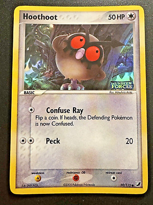 Hoothoot 59/115 EX Unseen Forces Pokemon Card Reverse Holo Foil Rare Near Mint