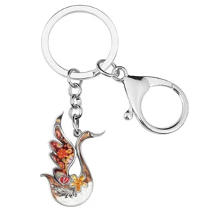 Enamel Alloy Crystal Cute Goose Swan Keychains Jewelry Bag Key Ring Charms Gifts - Picture 1 of 11