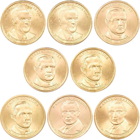 2014 P&D Presidential Dollar 8 Coin Set BU Uncirculated Mint State $1 Cover