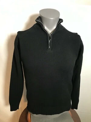 Suéter Pullover Oscar de la Renta Mujer Talla Pequeña 1/4 Cremallera Algodón Negro Sólido Foto 1 de 4