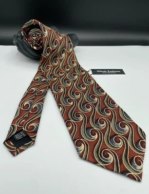 Neiman Marcus Men's 100% Silk Neck Tie ~ Red ~ Swirl Pattern ~ Hand Made! - Image 1 of 4