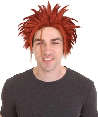 HPO Adult Men's Fantasy Game Orange Ponytail Spiky Wig, Perfect for Halloween - Image 1 of 4