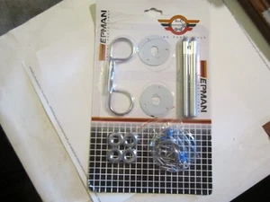 PERFORMANCE ALUMINUM HOOD PIN KIT 3/8" PINS, CLIPS WITH NUTS AND LANYARDS, 1 SET - Picture 1 of 4