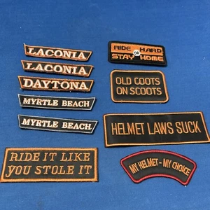 Lot of 10 Biker Motorcycle Jacket Patches Sew On - Picture 1 of 4