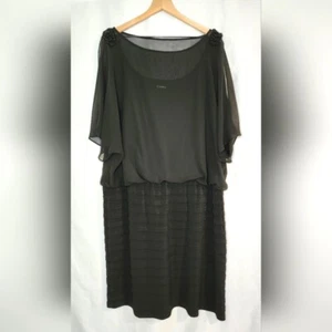 Karina Women's Black Dress Size 22W Sheer Blouson Beaded Holiday Wedding Event - Picture 1 of 8
