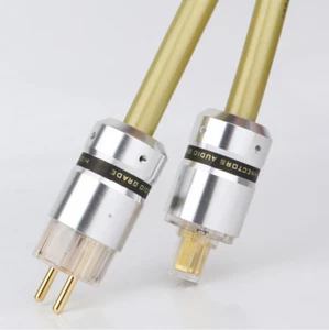 Hifi AC Versorgung EU Netzkabel Aluminium Schukostecker Vergoldet Netzstecker - Picture 1 of 6