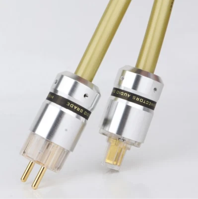 Hifi EU Power Cable AC Power Cord Supply Mains Gold Plated Schuko Plug Connector - Image 1 of 4