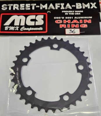 MCS CHAINRING BMX BIKE SPROCKET 36t BLACK usa! GT Haro SE Racing Redline JMC new - Image 1 of 2