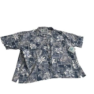 Camisa Hawaiana Hwy 1 6X Floral Hojas Tropicales Flores Gris Blanco Nueva con Etiquetas - Imagen 1 de 10