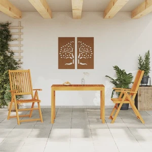 Wooden Garden Dining Set Acacia Brown 3 Piece Outdoor Furniture Easy Clean 95254 - Picture 1 of 9