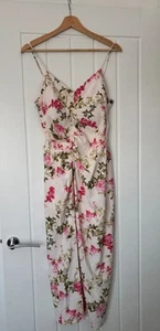 Zara Floral Linen Blend Cherry Blossom Dress Size Small - Picture 1 of 8