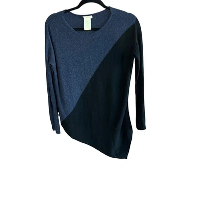 Matty M Dark Teal Asymmetrical Colorblock Knit Sweater Size Small - Image 1 of 4
