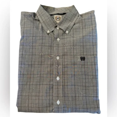 Camisa occidental Cinch XL blanca y negra a cuadros manga larga con botones para hombre Foto 1 de 4