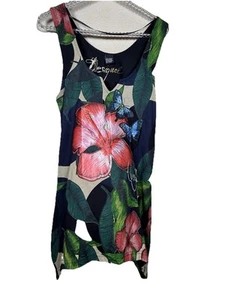 Top Desigual Asimétrico Negro Noir Talla M Floral Sin Mangas Con Mariposas - Imagen 1 de 10