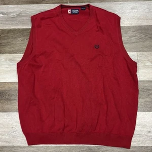 Chaps Sweater Vest 100% Cotton Red Men's Size XXL Embroidered Logo in EUC - Picture 1 of 9