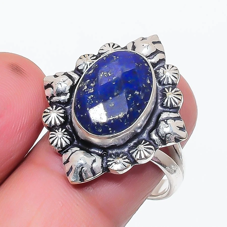 Lapis Lazuli Gemstone Handmade 925 Sterling Silver All Size Ring For Gift - Image 1 of 1