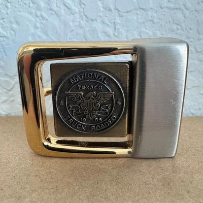 Hebilla de cinturón de rodeo de camión nacional Texaco 1985 vintage Foto 1 de 4
