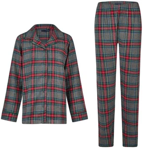Happy Shorts Damen Flanell Pyjama Schlafanzug Homewear XMAS Grau Rot - Picture 1 of 6