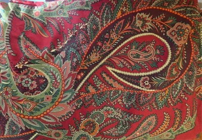 Edredón reversible Pottery Barn cesarea rojo verde cachemira 100 % algodón king nuevo Foto 1 de 2