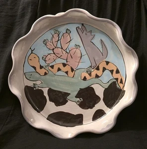Vintage 1988 Southwest Pop Art Kuchenplatte signiert vom Künstler - Bild 1 von 4