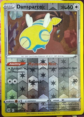 Dunsparce Reverse Holo - 207/264 - Fusion Strike Pokemon 2021 - Image 1 of 3