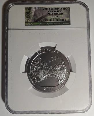 2011P five ounce 5oz America the Beautiful ATB Chickasaw OK SP70 NGC ER - Image 1 of 2
