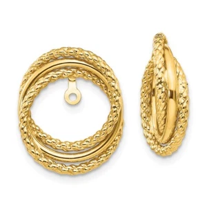 14k Yellow Gold Polished & Twisted Fancy Earring Jackets Perfect Gift for Her - Picture 1 of 5
