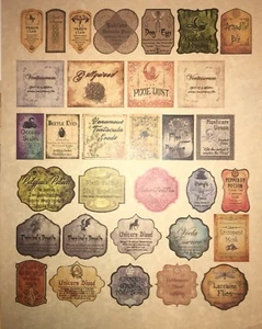 LABELS ONLY 1.5” For DIY Potion Bottle Christmas Tree Ornaments Harry Potter - Picture 1 of 3