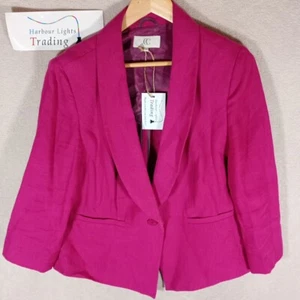 CC Country Casuals giacca/cappotto donna colore rosa caldo 100% lino 16 designer - Foto 1 di 13