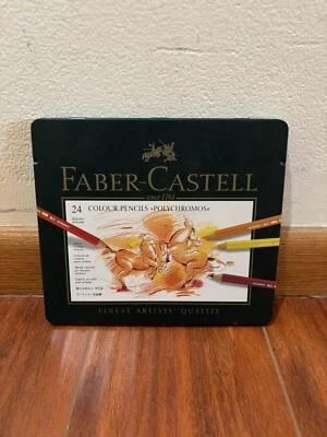 全新 Faber Castell Polychromos 艺术家绘画铅笔 锡套装 24 件 — 第 1/4 张图片