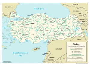 Türkei Politische Verwaltung Provinz Karte Land Nation Poster Druck XL - Bild 1 von 1