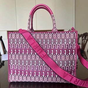 Furla Furla Women Opportunity L Tote Toni Grigio Leather Canvas Tote Crossbody - Picture 1 of 5