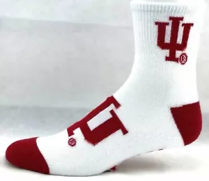 Indiana Hoosiers White & Red Deuce Quarter Socks - Picture 1 of 2