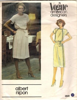 Vogue Designer Sewing Pattern 2640  Albert Nipon Dress and Belt, Size 12, Uncut - Image 1 of 3