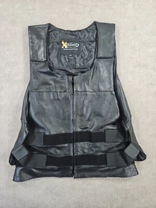 MEN'S X Element Advanced Motorcycle Black Leather Vest XL Zip Hook & Loop Used - Picture 1 of 8