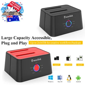 2x16TB Dual Bay HDD Docking Offline Clone USB 3.0 to SATA Support Win/Mac - Picture 1 of 23