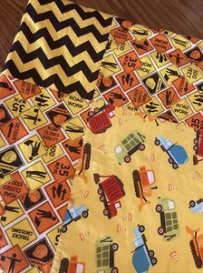 Baby Quilt Comforter Construction Vehicles Signs Chevron Design Homemade 46”x57” - Picture 1 of 20
