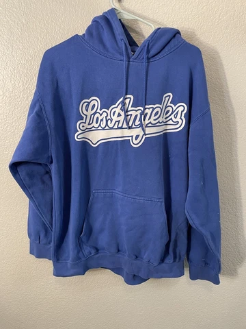 Mens MLB Los Angeles LA Dodgers Embroidered Hoodie Check Measurements Large Cover