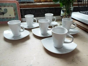 SET of 6 White DEMITASSE or ESPRESSO Coffee Cups & Saucers - Picture 1 of 6