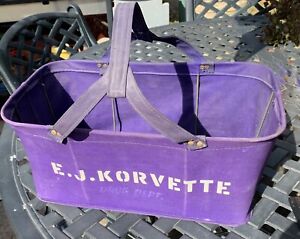 Vintage 1957 E.J.KORVETTE Canvas Shopping Service Basket New York City